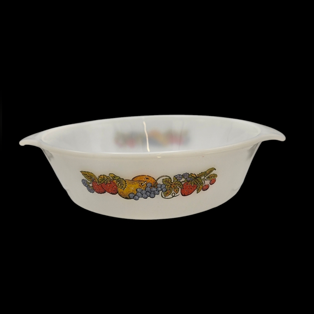 Vintage Fire King Anchor Hocking Natures Bounty Round Casserole 1 1/2 QT